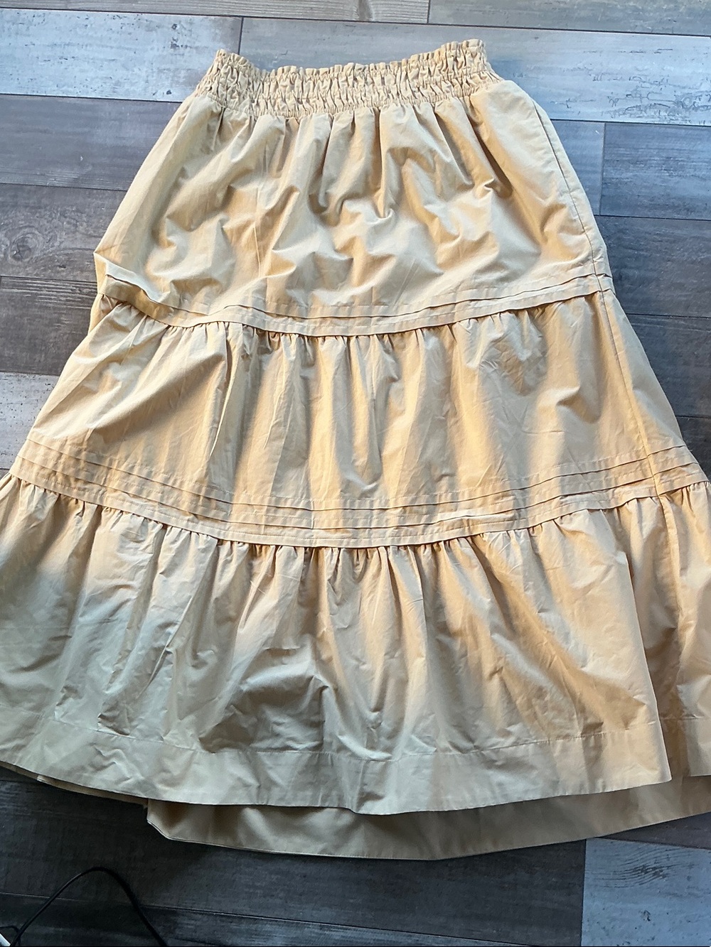 Anthropologie Cream Tiered A-Line Maxi Skirt